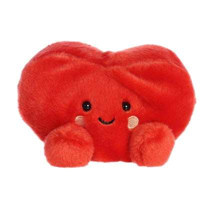 Palm Pals Amore Heart 5-inch plush soft toy, a red heart with a happy face and small round feet.