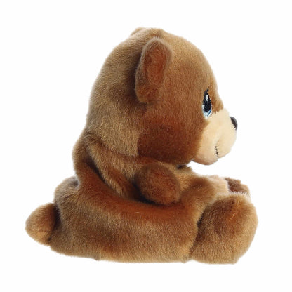 Side view of Palm Pals Charlie Bear 5-inch plush soft toy
