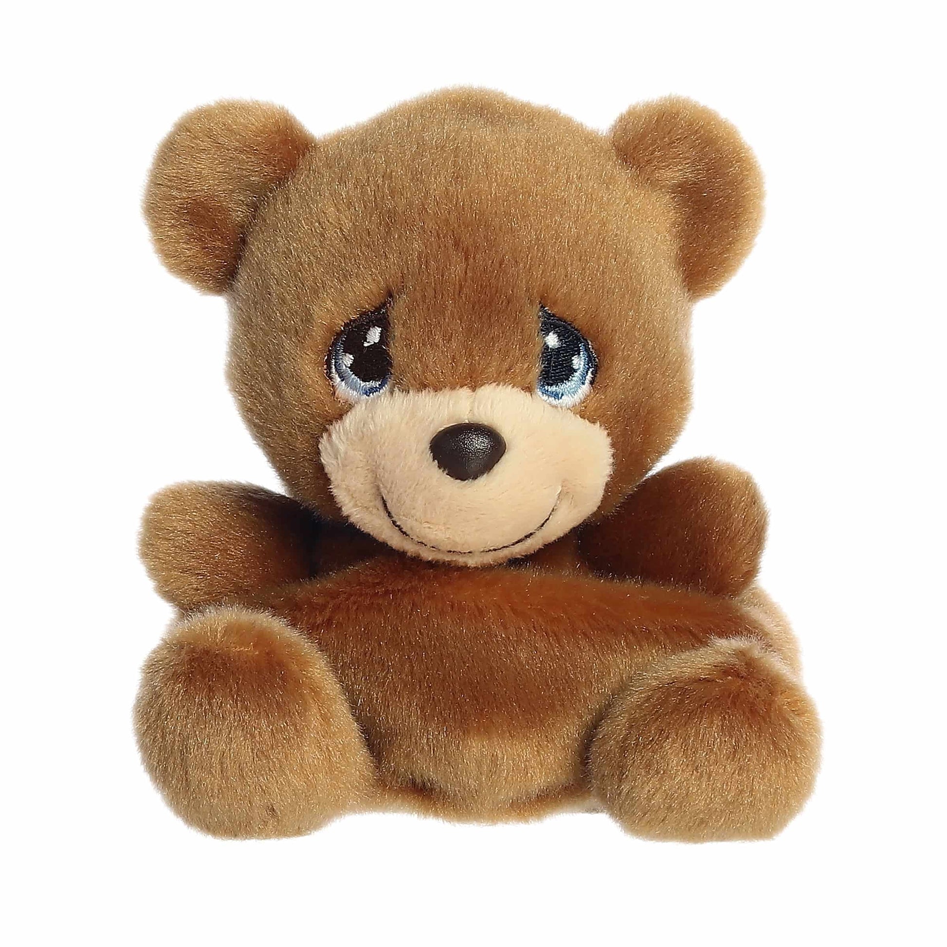 Palm Pals Charlie Bear 5-inch plush soft toy, a brown teddy bear with signature Precious Moments teardrop eyes.