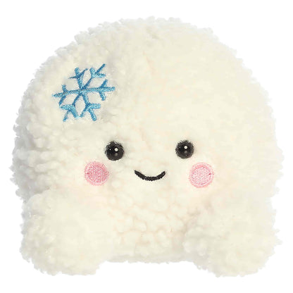 Palm Pals Chuck Snowball 4.5-inch white sherpa plush with an embroidered blue snowflake on his head and pink cheeks.