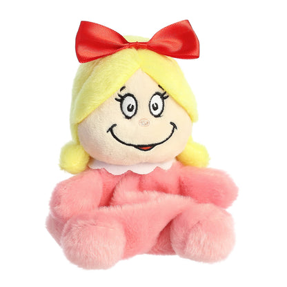 Angled view of Palm Pals Cindy-Lou Who 5-inch plush toy