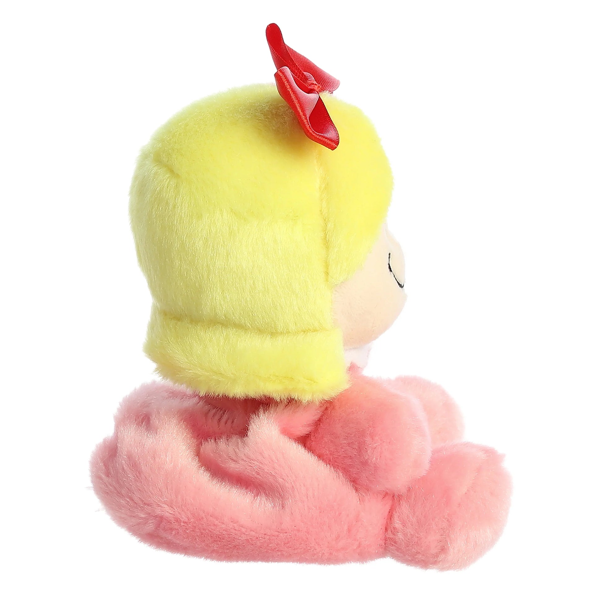 Side view of Palm Pals Cindy-Lou Who 5-inch plush toy