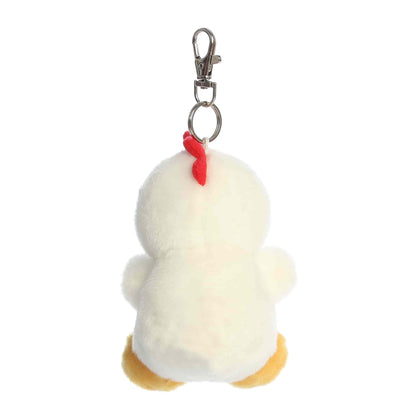 Back view of Palm Pals Cooper Chicken, a 4-inch white plush clip.