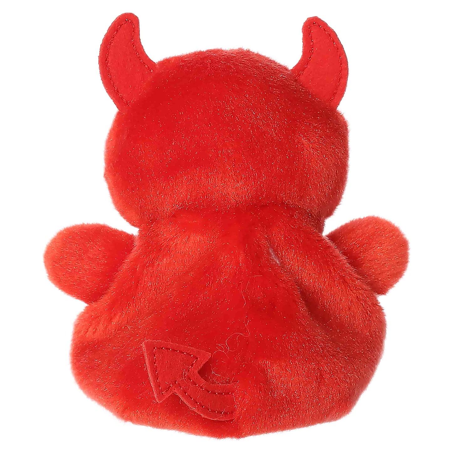 Palm Pals Damien Devil 4.5-inch bright red plush with small red horns, embroidered mouth with fangs, and pink cheeks.
