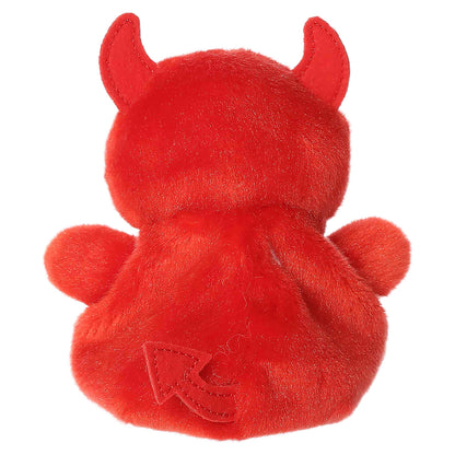 Palm Pals Damien Devil 4.5-inch bright red plush with small red horns, embroidered mouth with fangs, and pink cheeks.