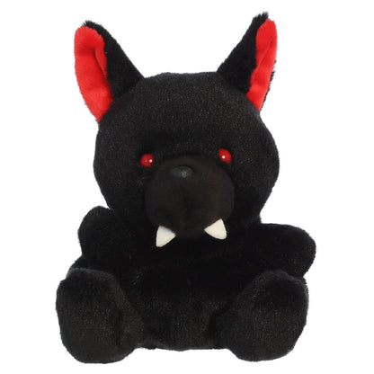 Palm Pals Dante Hellhound mythical black plush toy with striking red details and two little fangs