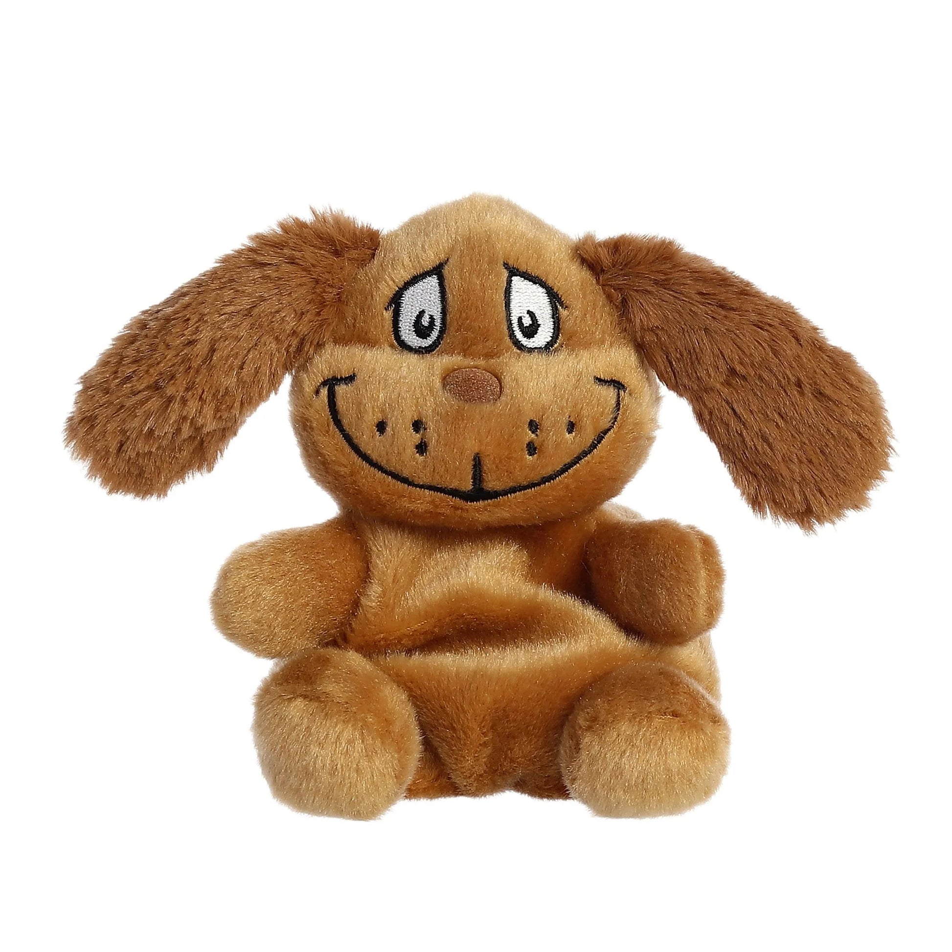 Palm Pals Dr. Seuss Max 5-inch plush soft toy, a brown dog with long ears and a worried expression.