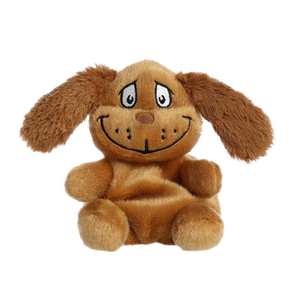 Palm Pals Dr. Seuss Max 5-inch plush soft toy, a brown dog with long ears and a worried expression.