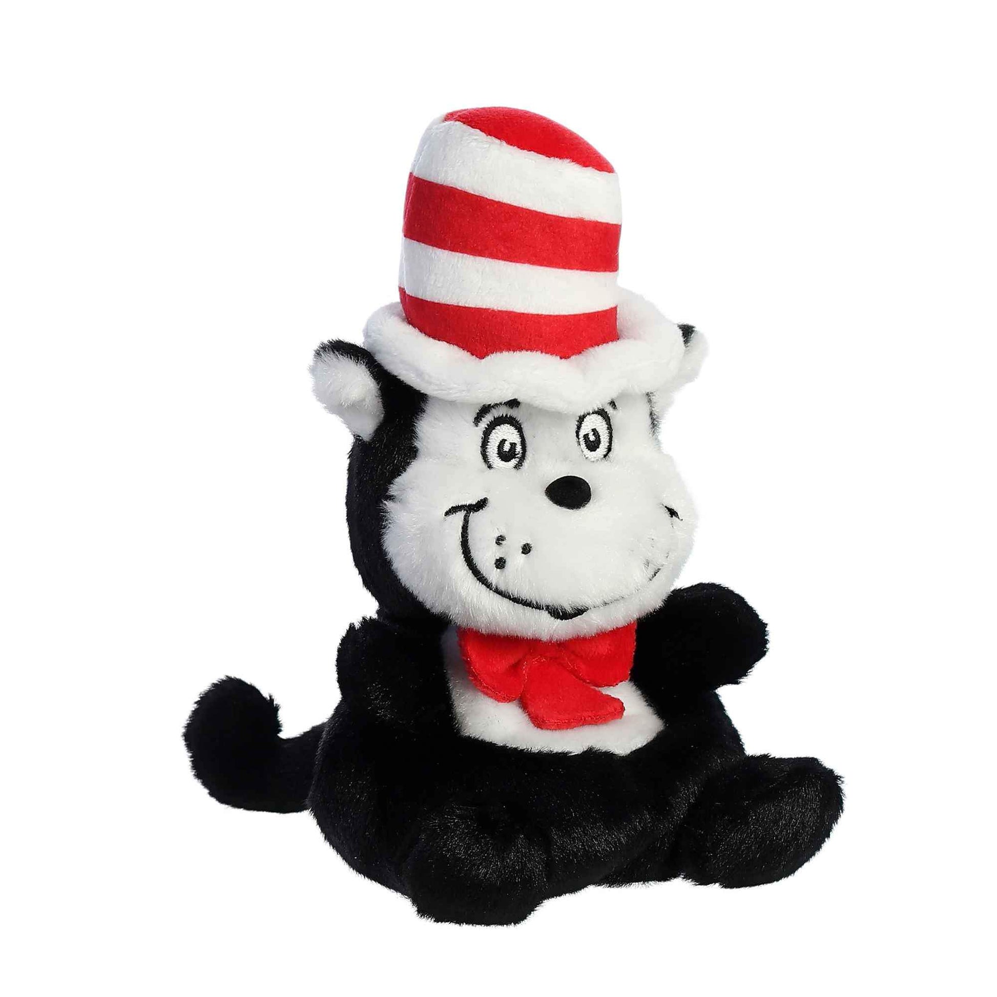 Angled view of Palm Pals Dr. Seuss The Cat in the Hat 5-inch plush soft toy