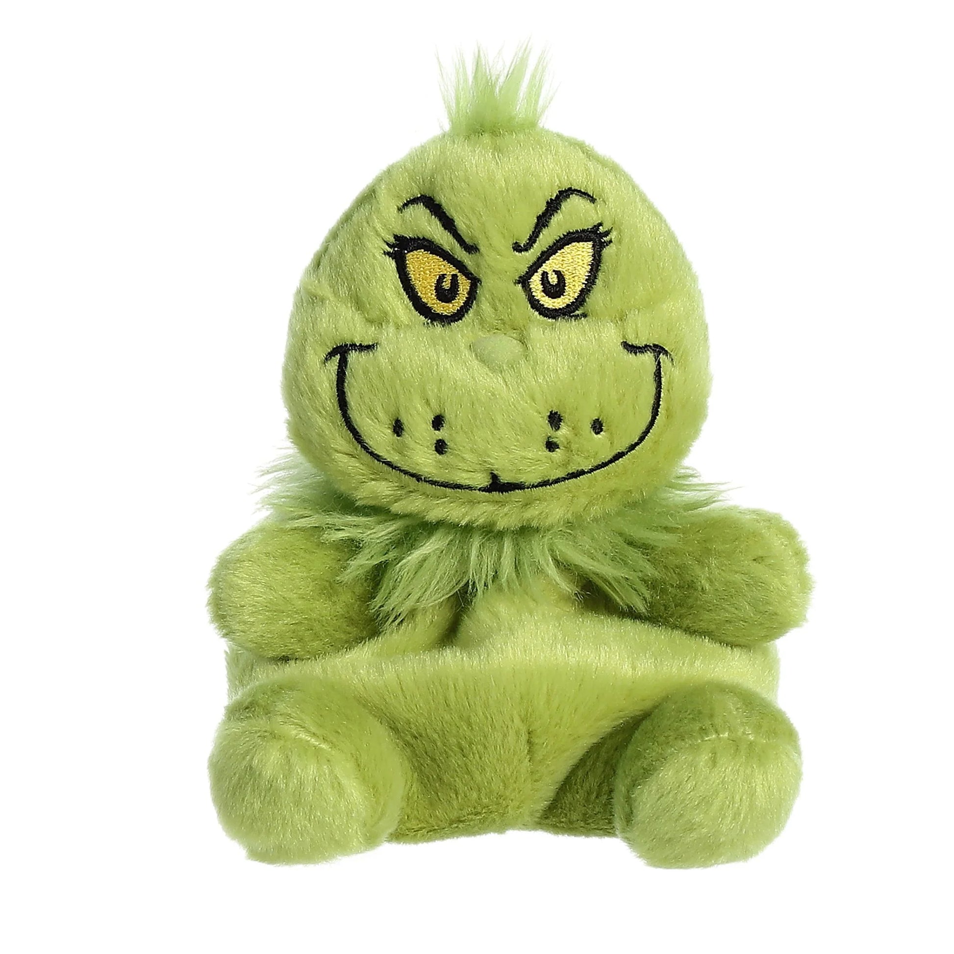 Palm Pals Dr. Seuss The Grinch 5-inch plush soft toy, a green monster character with a grumpy face.