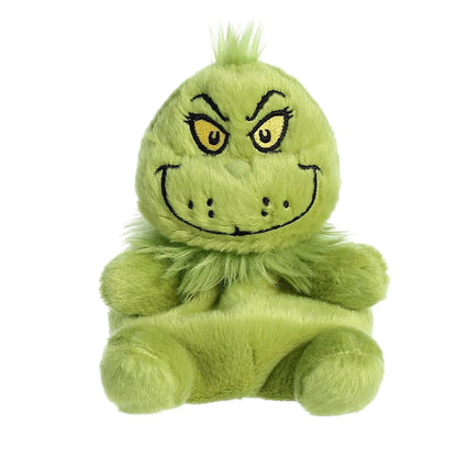Palm Pals Dr. Seuss The Grinch 5-inch plush soft toy, a green monster character with a grumpy face.