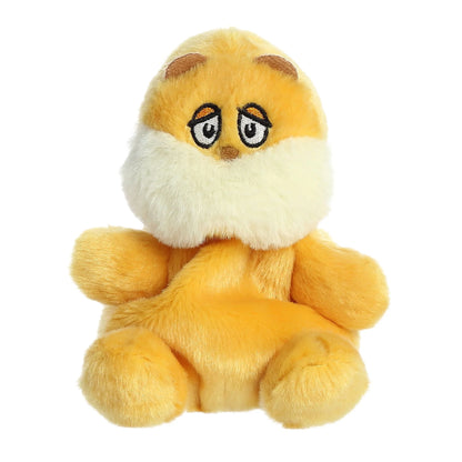 Palm Pals Dr. Seuss The Lorax 5-inch plush soft toy, an orange character with a big yellow mustache and bushy eyebrows.