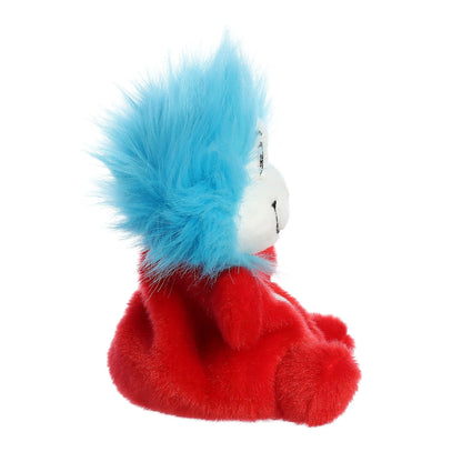 Side view of Palm Pals Dr. Seuss Thing 1 5-inch plush soft toy