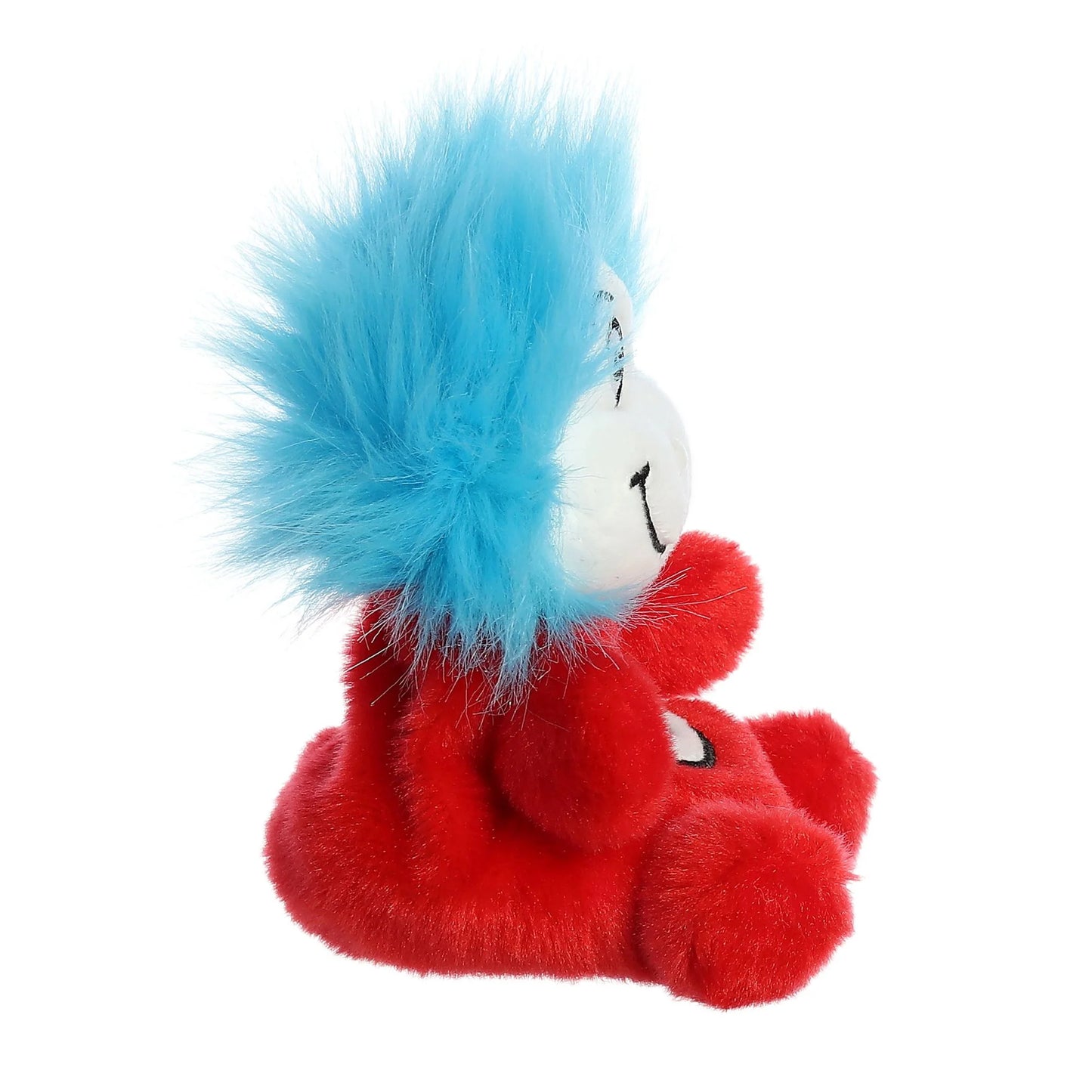 Side view of Palm Pals Dr. Seuss Thing 2 5-inch plush soft toy
