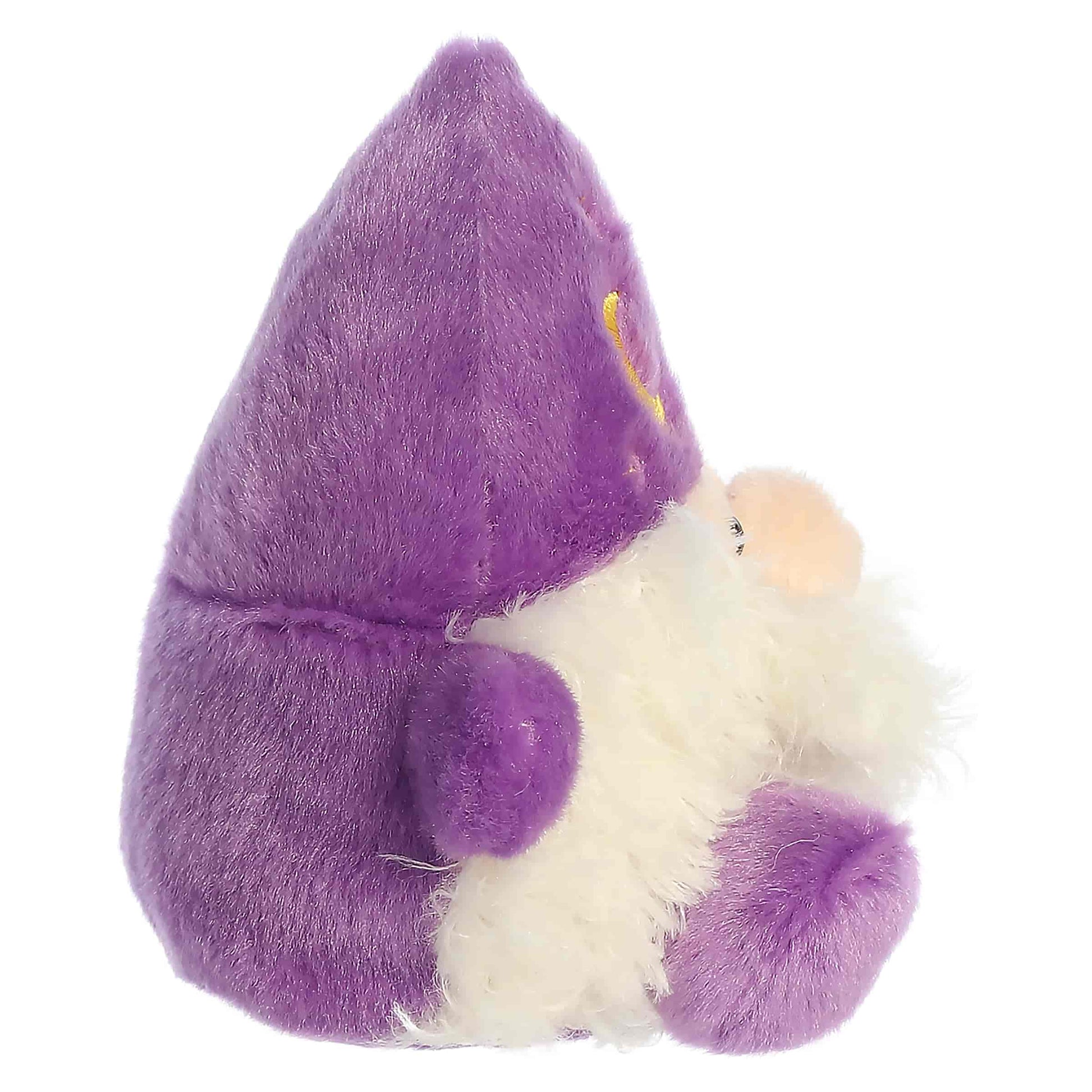 Palm Pals Ezerick Wizard 5-inch plush with a purple star-and-moon hat, fluffy white beard, and purple hands and feet.
