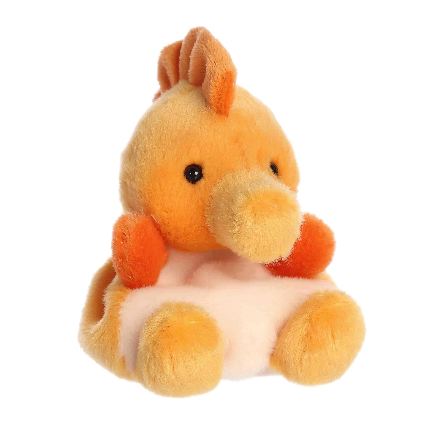 Palm Pals Felipe Seahorse 5-inch plush soft toy, a golden orange and peach seahorse with small orange fins and a happy face.