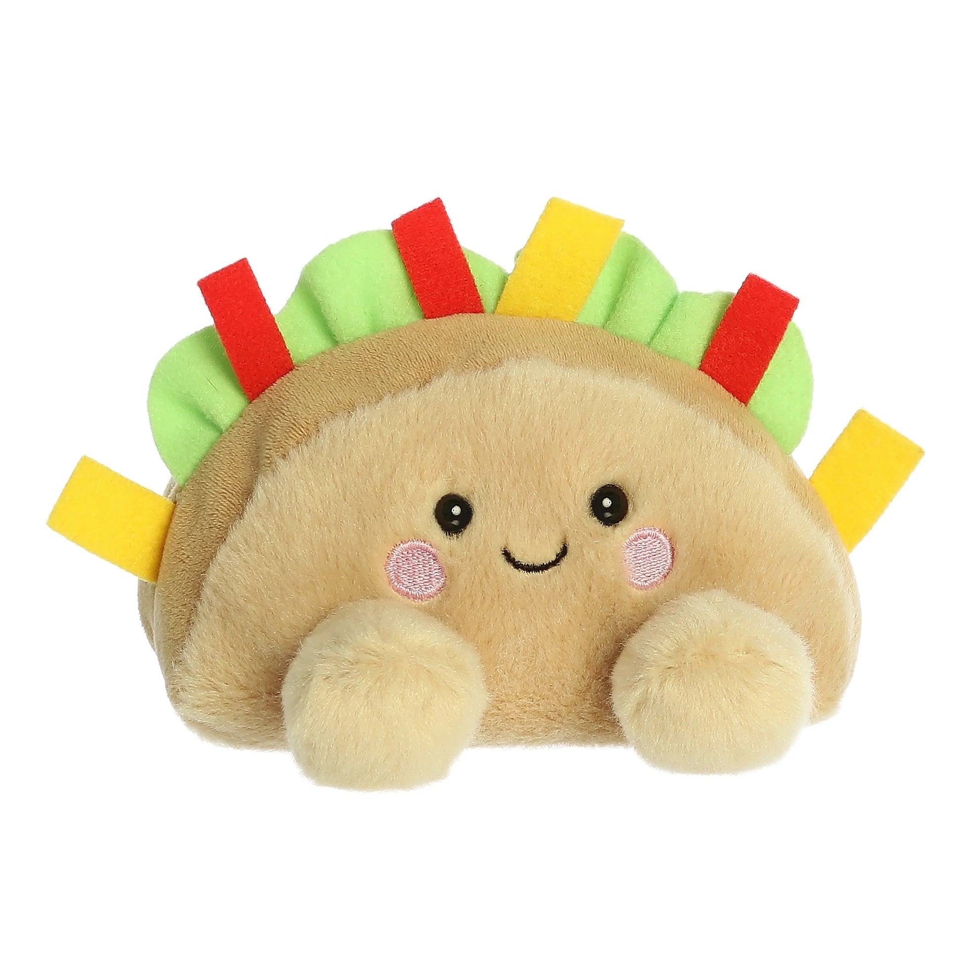 Angled view of Palm Pals Fiesta Taco 5-inch plush soft toy