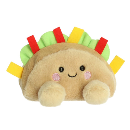 Angled view of Palm Pals Fiesta Taco 5-inch plush soft toy
