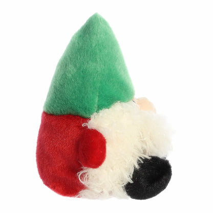 Palm Pals Gnick Gnome plush featuring a pointed green hat, fluffy white beard, round plush nose, red mittens, and black boots.