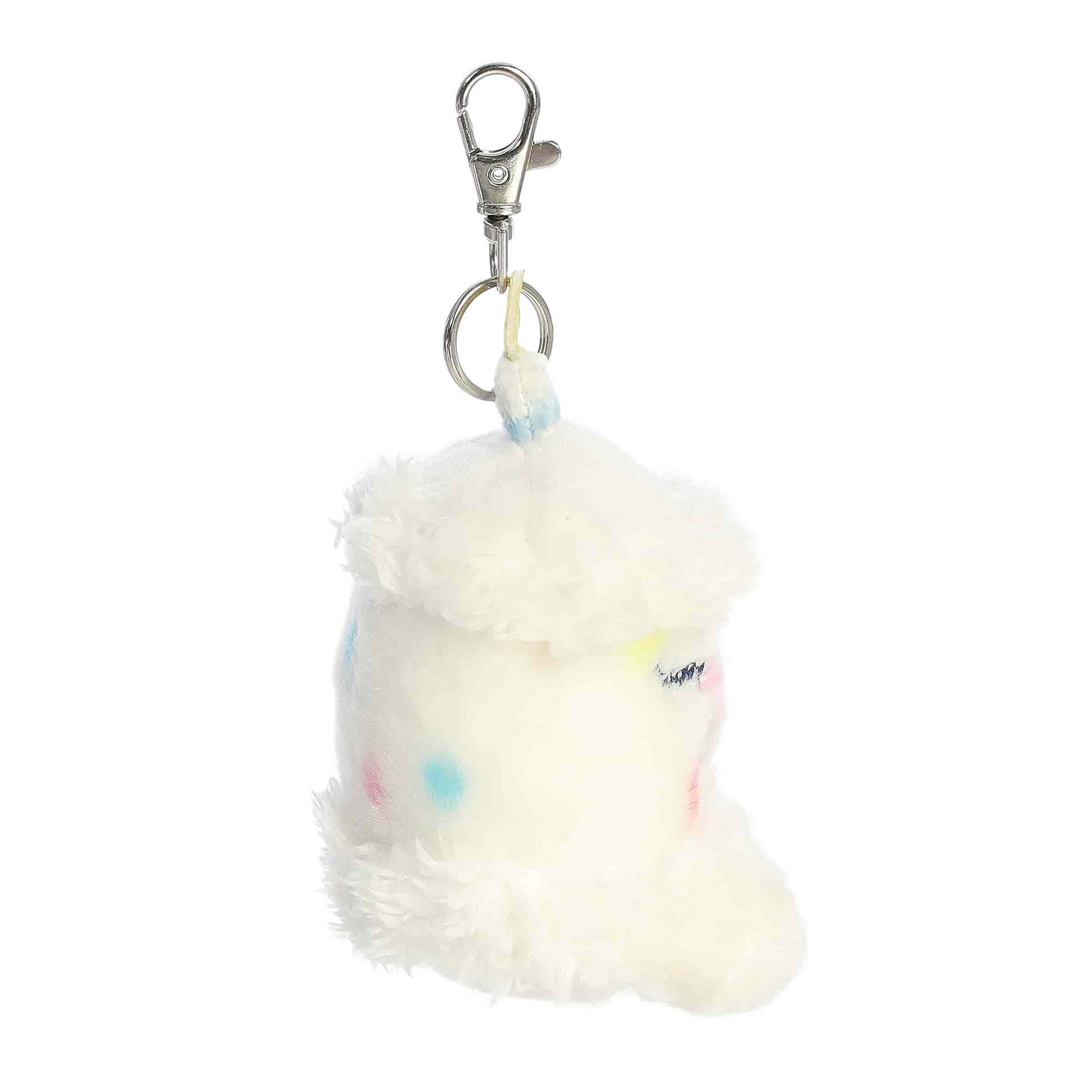 Side view of the Palm Pals Happy B-Day Cake, a 4-inch plush clip.