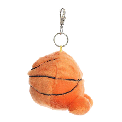 Side view of Palm Pals Hoops Basketball, a 4-inch round plush clip.