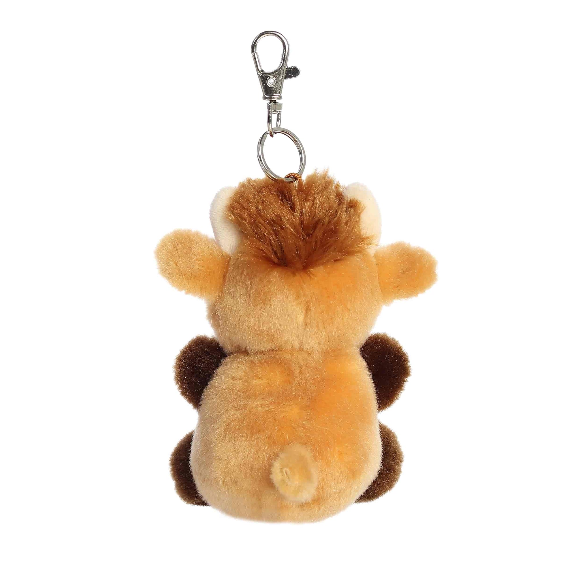 Back view of Palm Pals Hubert Highland Cow 4-inch clip-on plush soft toy