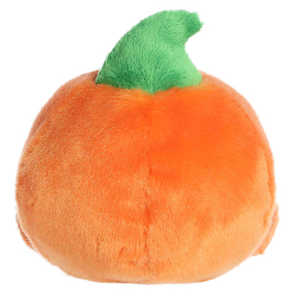Palm Pals Jackson O' Lantern 4-inch plush pumpkin with an embroidered jack-o'-lantern smile, pink cheeks, and a green stem.
