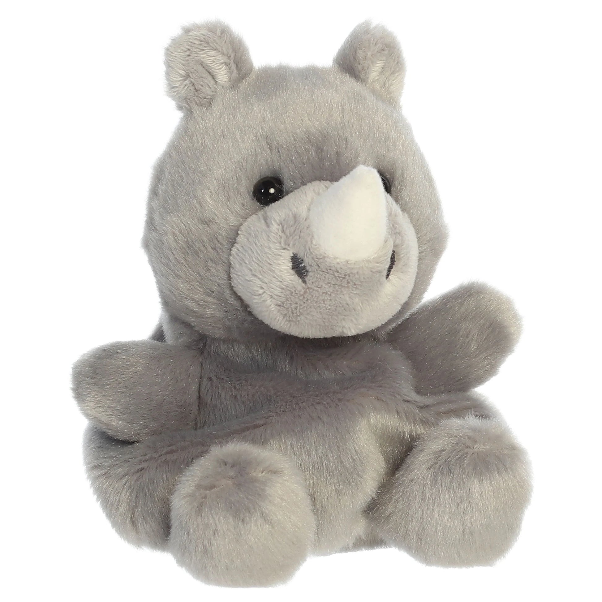 Palm Pals Jambo Rhino plush toy with a soft gray body, little ears, and a tiny horn