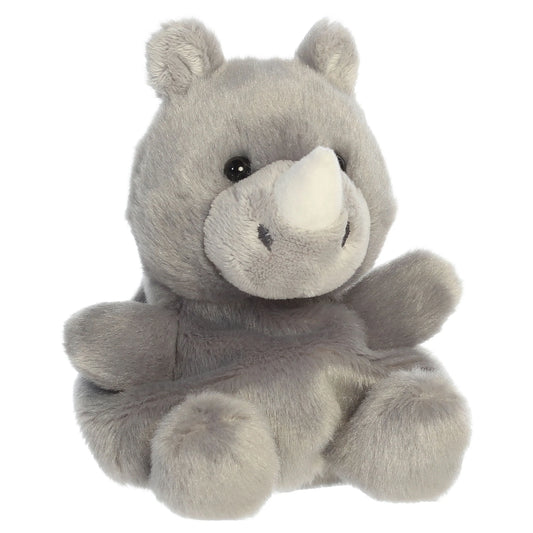 Palm Pals Jambo Rhino plush toy with a soft gray body, little ears, and a tiny horn