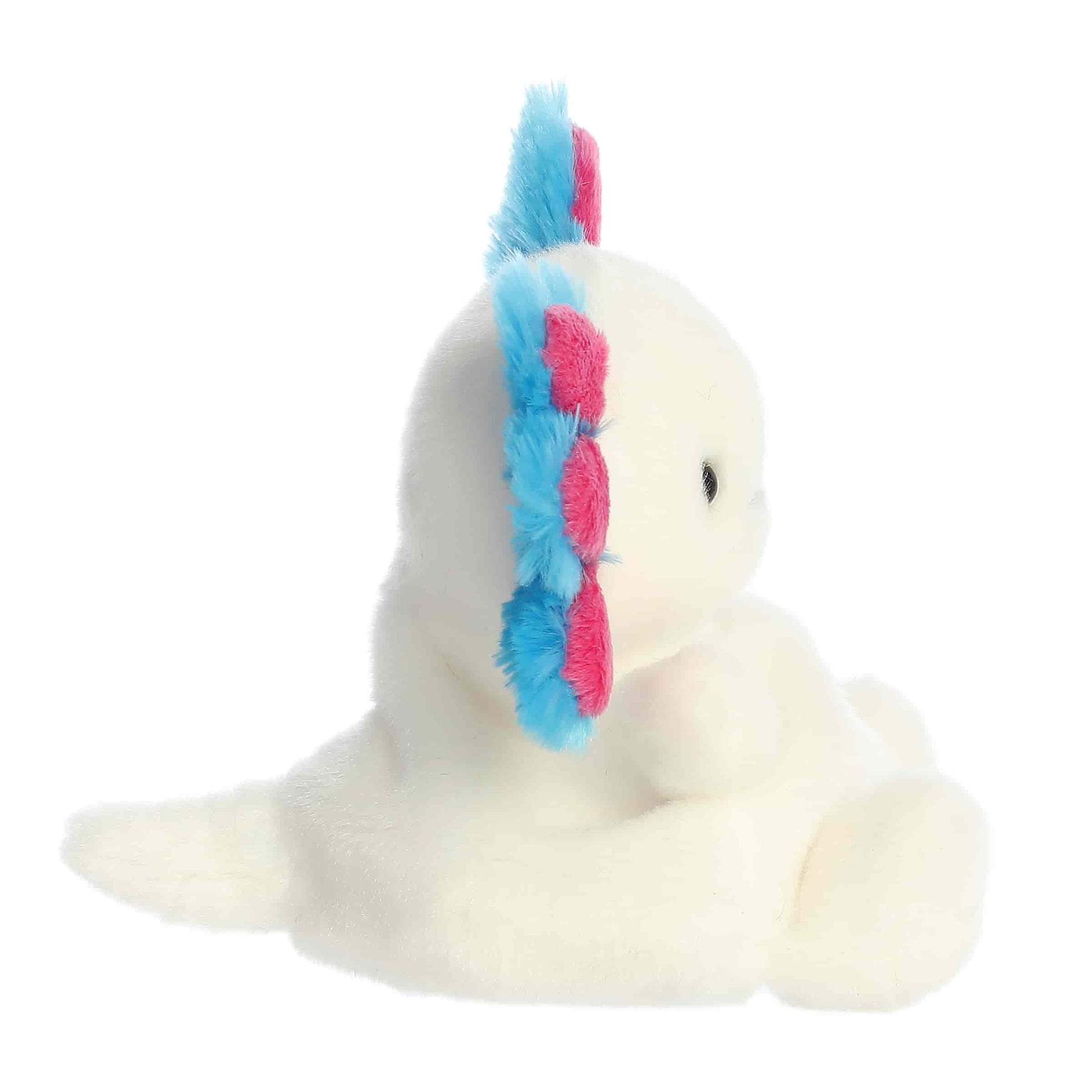 Side view of Palm Pals Jax Bluegill Axolotl Plush