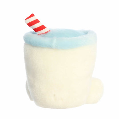 Palm Pals Kris Milk plush featuring a white glass of milk with "For Santa" embroidered in red, a sky-blue rim, and a red and white striped straw.
