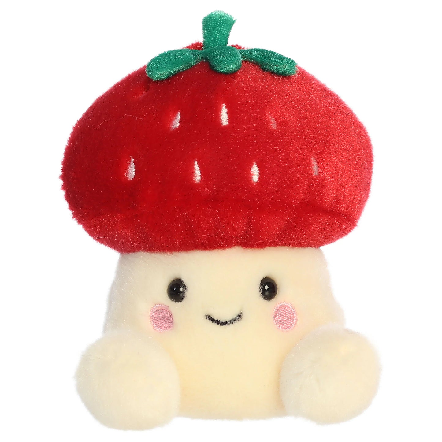 Palm Pals Lucy Strawberry Mushroom whimsical plush toy with a red strawberry cap and sweet smile