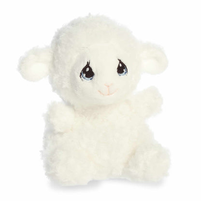 Angled view of Palm Pals Luffie Lamb 5-inch plush soft toy