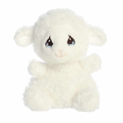 Palm Pals Luffie Lamb 5-inch plush soft toy, a white fluffy lamb with signature Precious Moments teardrop eyes.