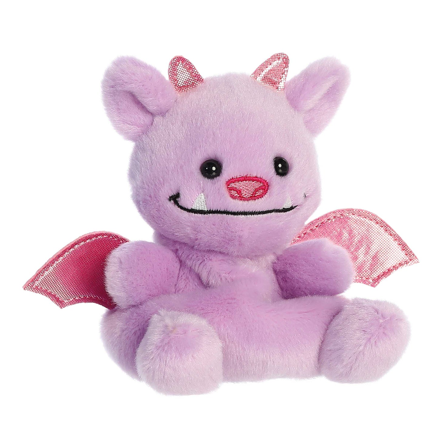 Palm Pals Marbles Gargoyle 6-inch lavender plush featuring sparkly pink wings and horns, an embroidered nose, and little fangs.