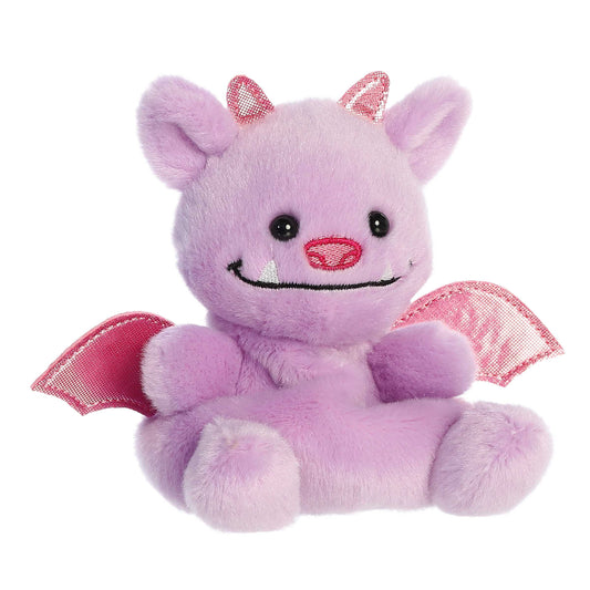Palm Pals Marbles Gargoyle 6-inch lavender plush featuring sparkly pink wings and horns, an embroidered nose, and little fangs.