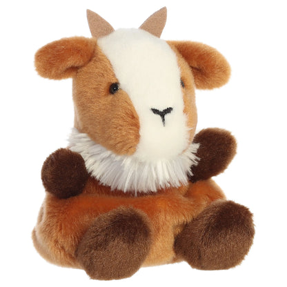 Palm Pals Meadow Goat plush toy with a fluffy brown and white body and tiny horns