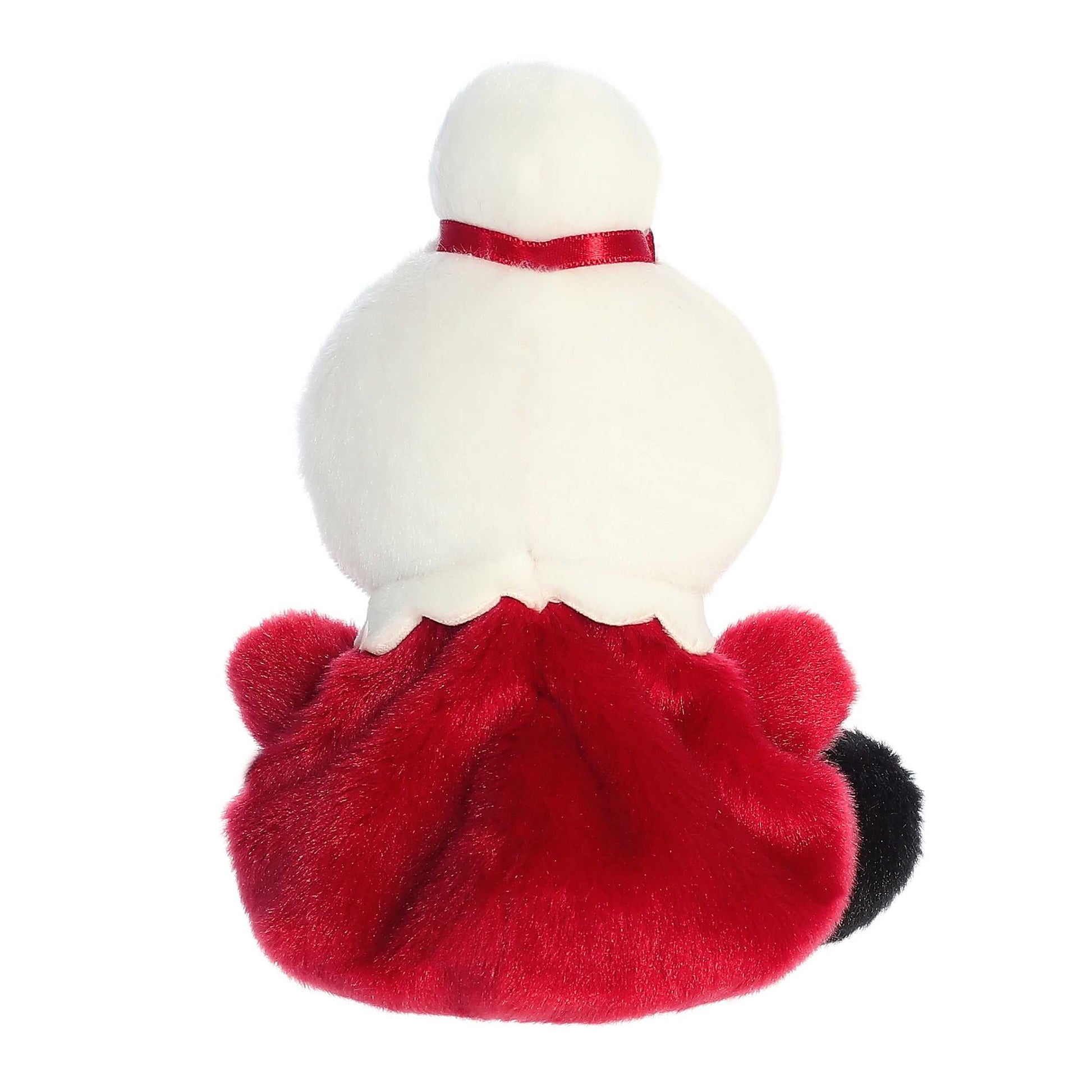 Palm Pals Mrs. Claus plush wearing a red dress with a white collar, gold ribbon accent, and snowy white hair tied in a bun with a red bow.