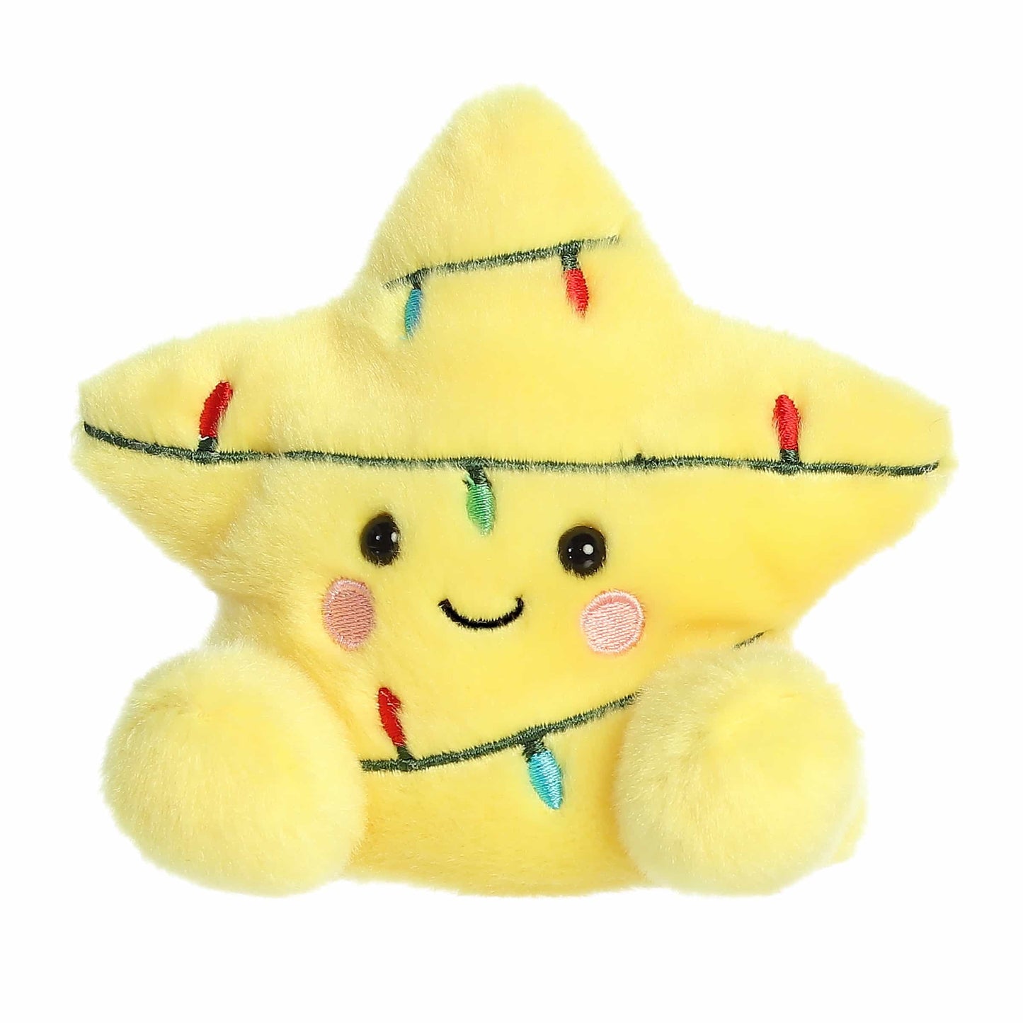 Palm Pals Navi Star Topper plush featuring a bright yellow five-pointed star wrapped in colorful embroidered Christmas lights.