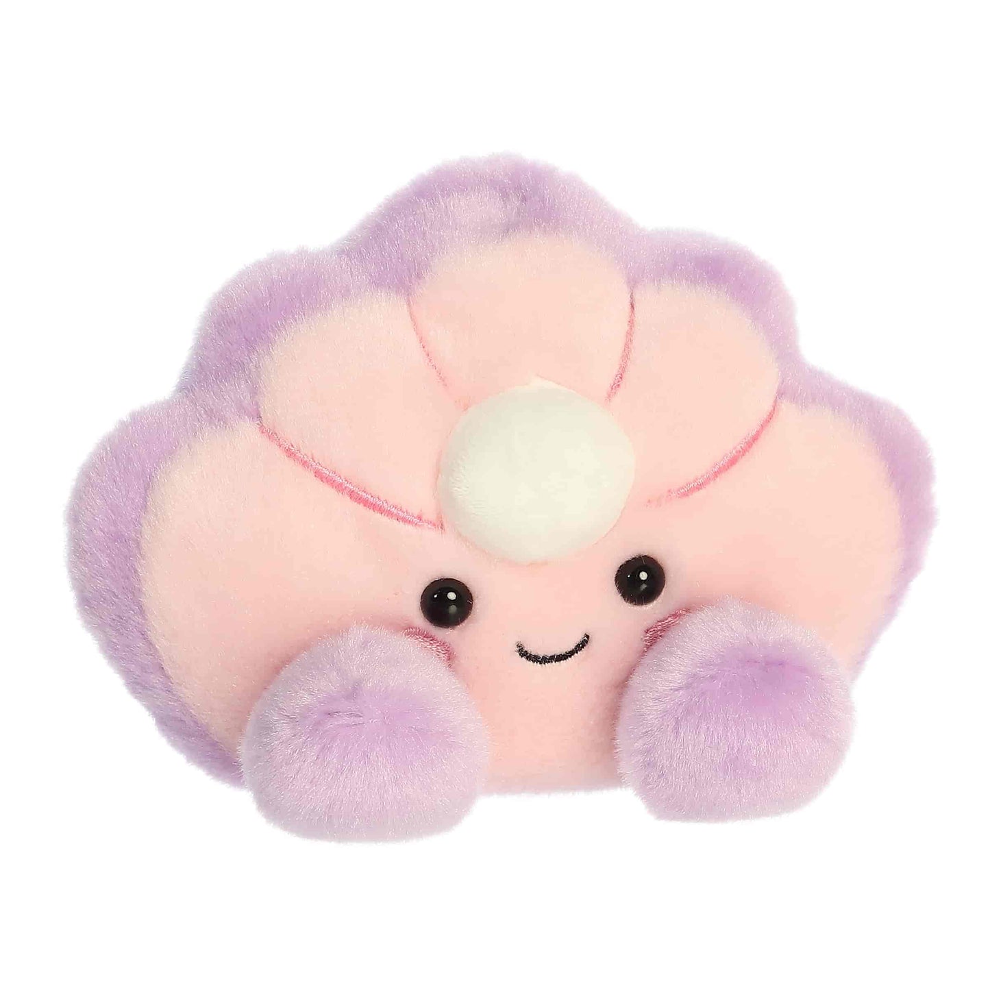 Angled view of Palm Pals Odette Oyster 5-inch plush soft toy