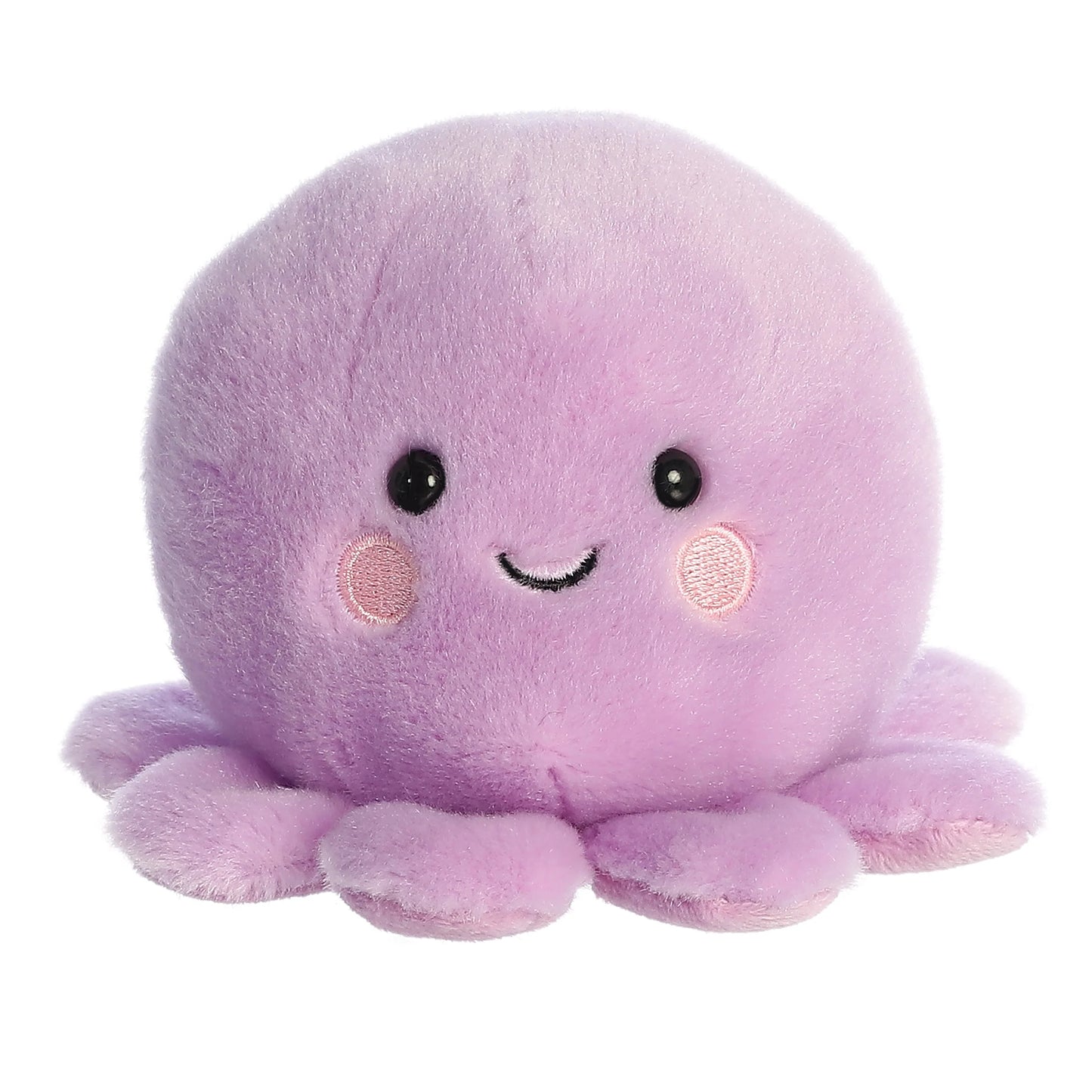 Palm Pals Oliver Octopus 5-inch plush soft toy, a lavender octopus with a smiling face and rosy cheeks.