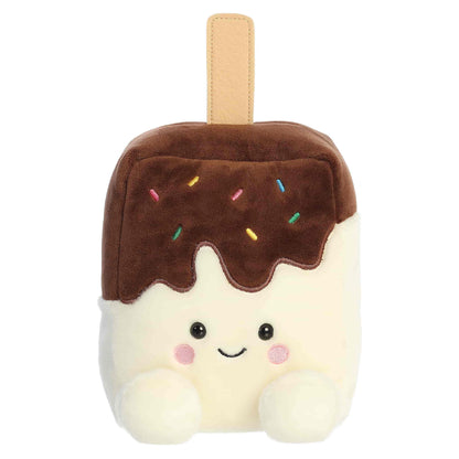 Palm Pals Party-Sized Dolce Ice Cream Bar 8-inch plush featuring a white body, chocolate-dipped top with colorful sprinkles, and a wooden stick.