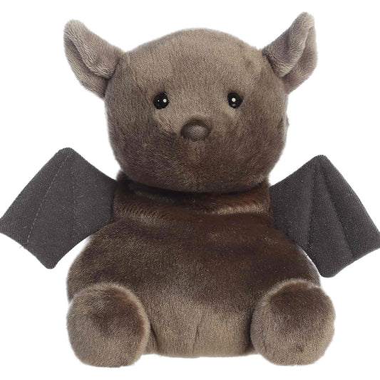 Palm Pals Party-Sized Luna Bat 8-inch plush featuring fluffy fur, curious embroidered eyes, and large open wings.