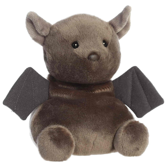 Palm Pals Party-Sized Luna Bat 8-inch plush featuring fluffy fur, curious embroidered eyes, and large open wings.