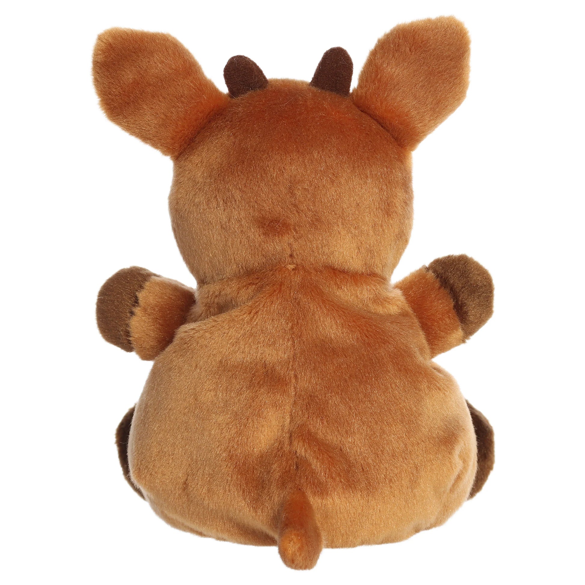 Palm Pals Party Sized Rudolph character plush toy from Rudolph the Red-Nosed Reindeer sitting down with a bright red nose.