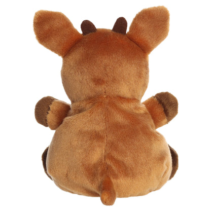 Palm Pals Party Sized Rudolph character plush toy from Rudolph the Red-Nosed Reindeer sitting down with a bright red nose.