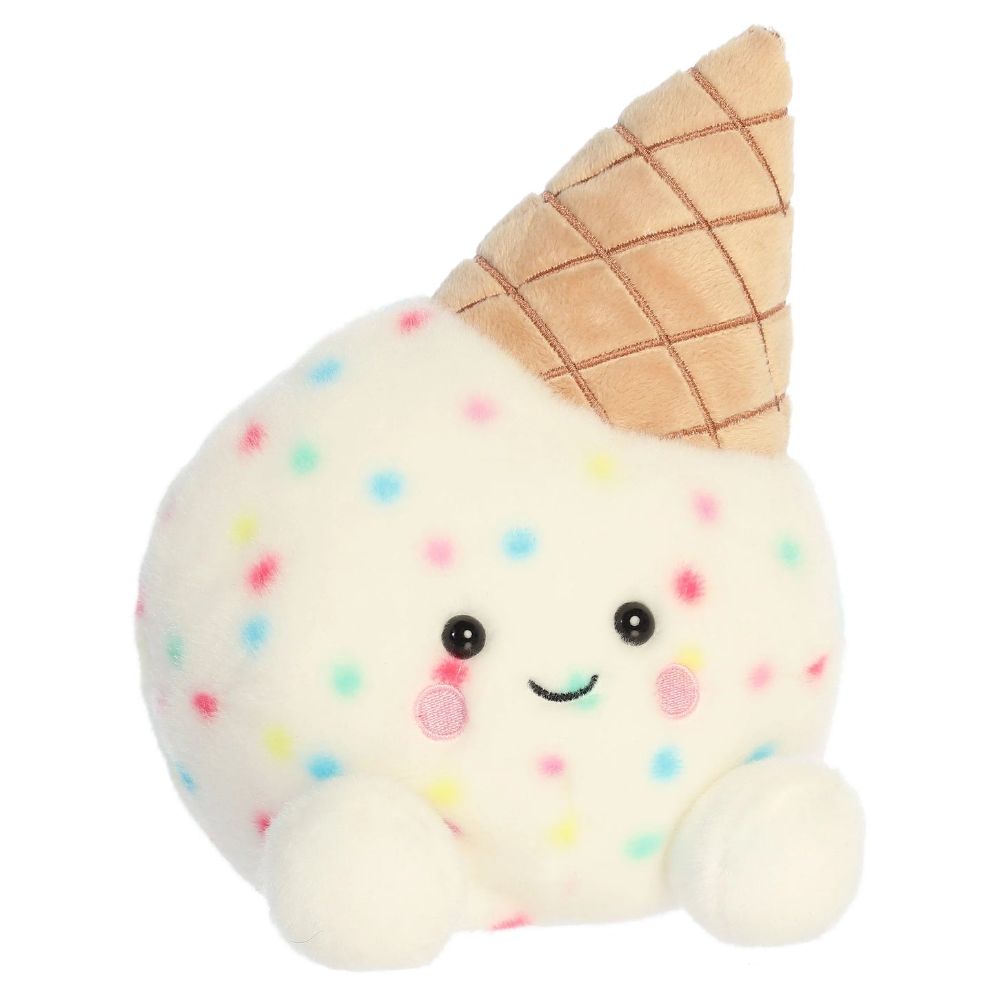 Palm Pals Party-Sized Sprinkle Ice Cream plush toy with vanilla ice cream, colorful festive sprinkles, and a textured waffle cone