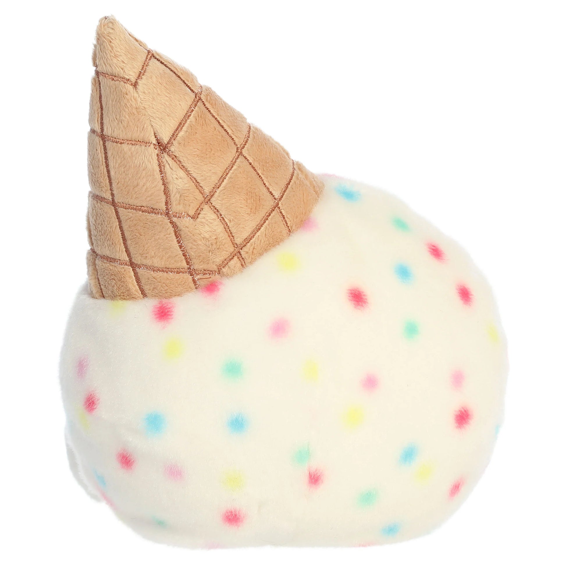 Palm Pals Party-Sized Sprinkle Ice Cream plush toy with vanilla ice cream, colorful festive sprinkles, and a textured waffle cone