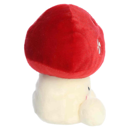 Party Sized Palm Pals Tim Peppermint Mushroom plush featuring a red mushroom cap with embroidered peppermint candy swirls, a cream stalk, and rosy cheeks.