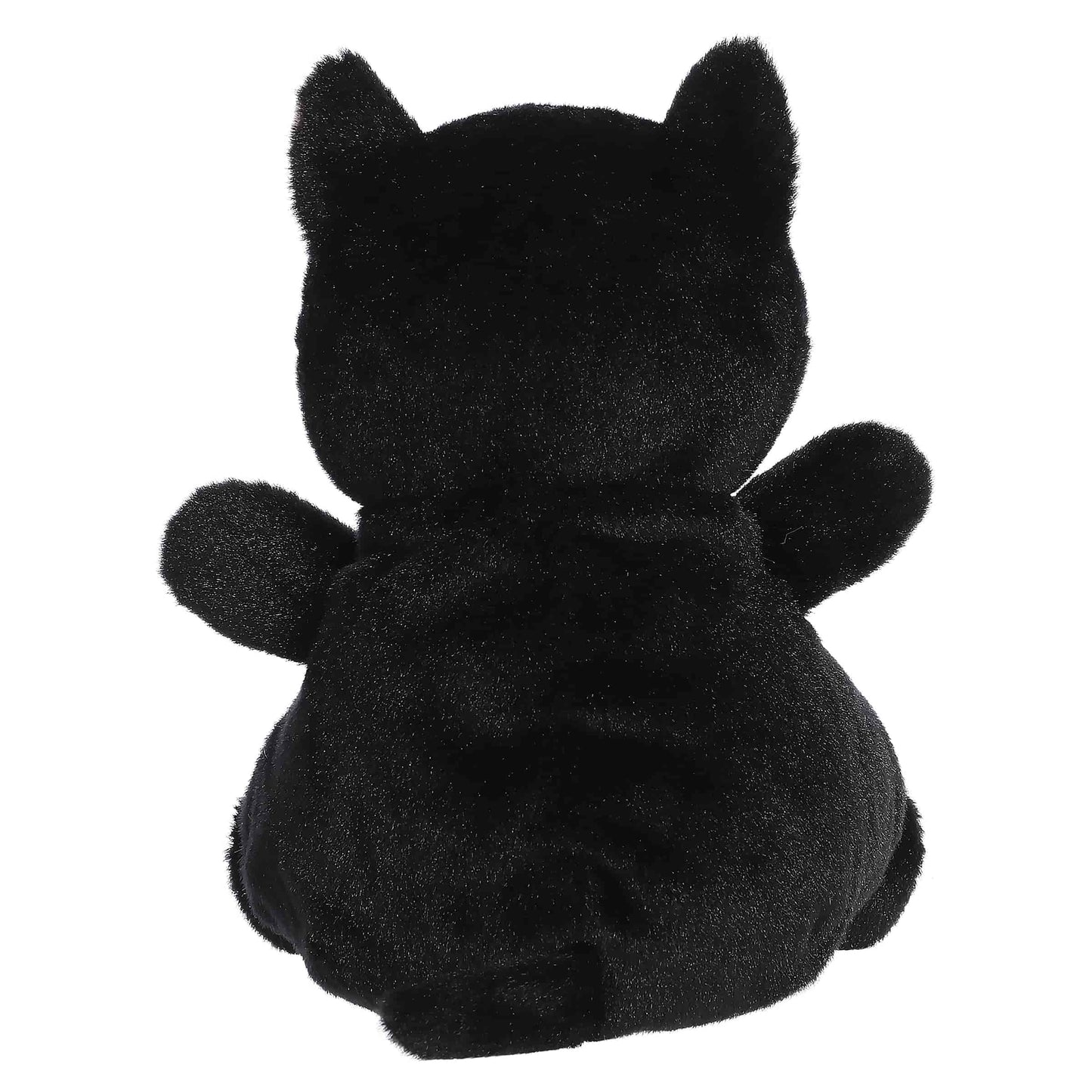 Palm Pals Party-Sized Twilight Black Cat 8-inch plush featuring sleek black fur, bright yellow eyes, and pink embroidered paws.